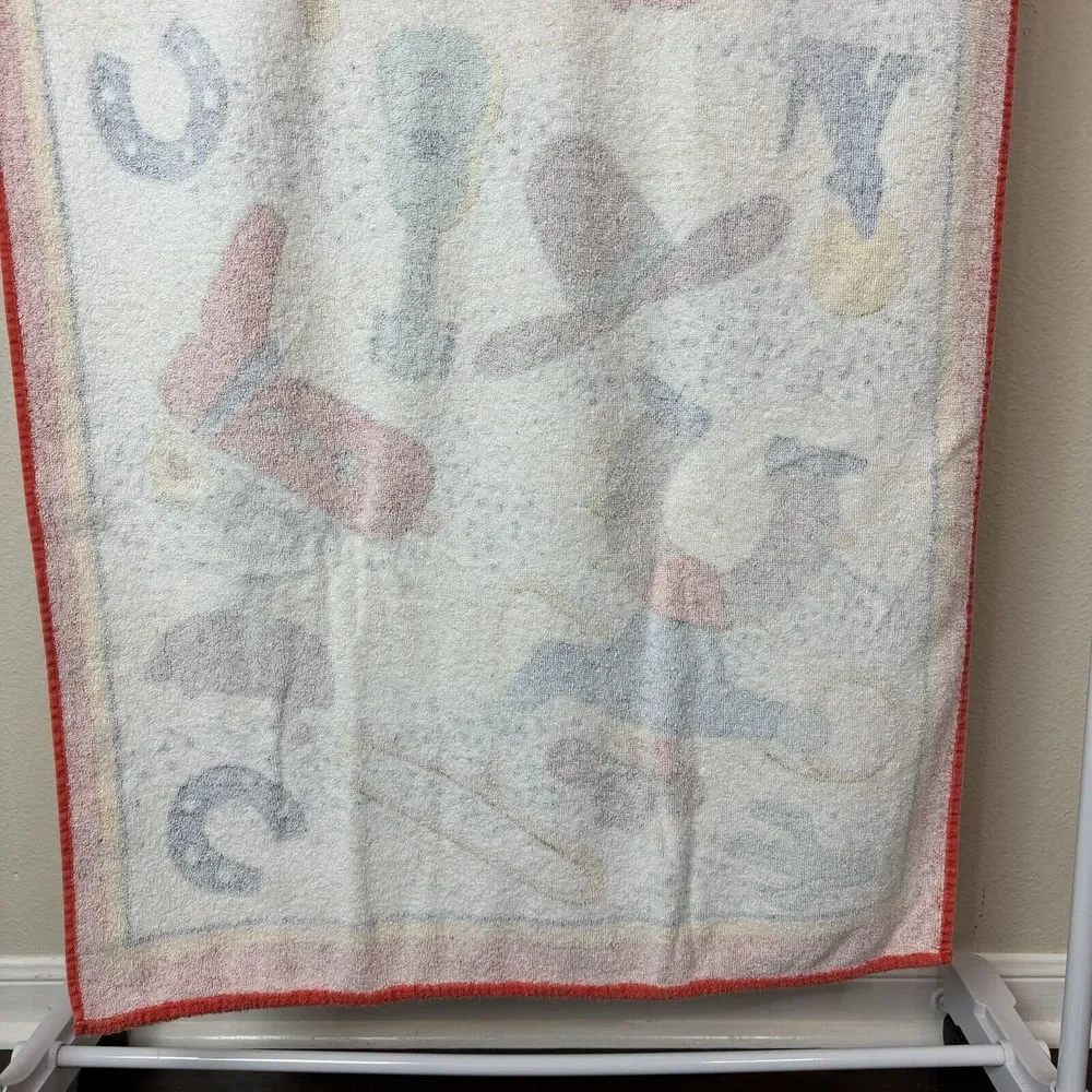Vintage Western Cowboy Kids Novelty Beach Towel Stars Boots Cactus